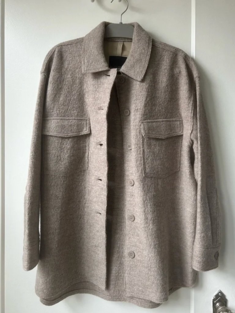 Banana Republic Italian Wool Shirt Jacket In Tan Beige Shacket, Size S